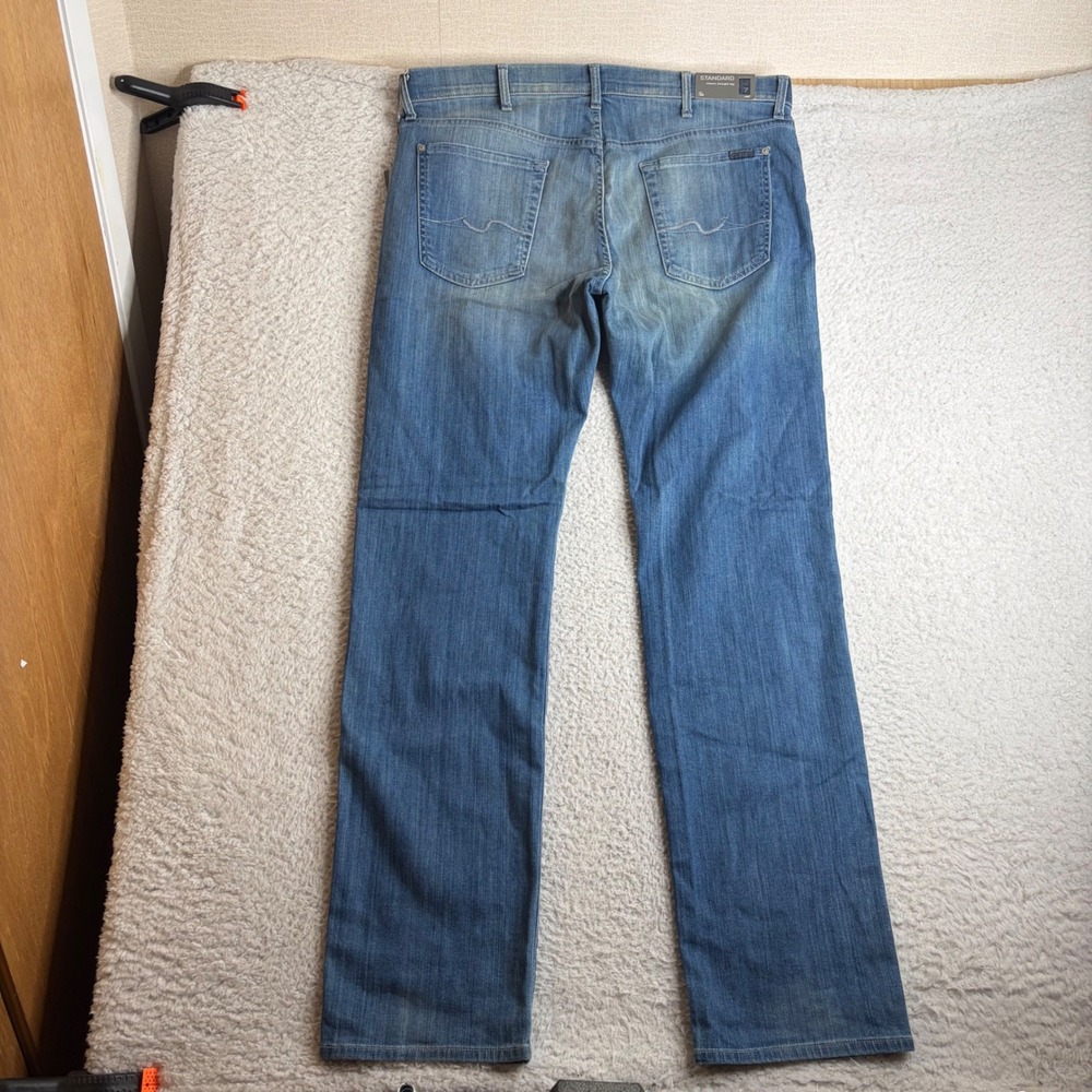 NEW 7 For All Mankind Standard Classic Straight Leg Jeans Blue Denim Mens 38 NWT